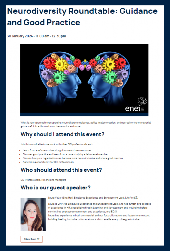 screenshot of an event webpage