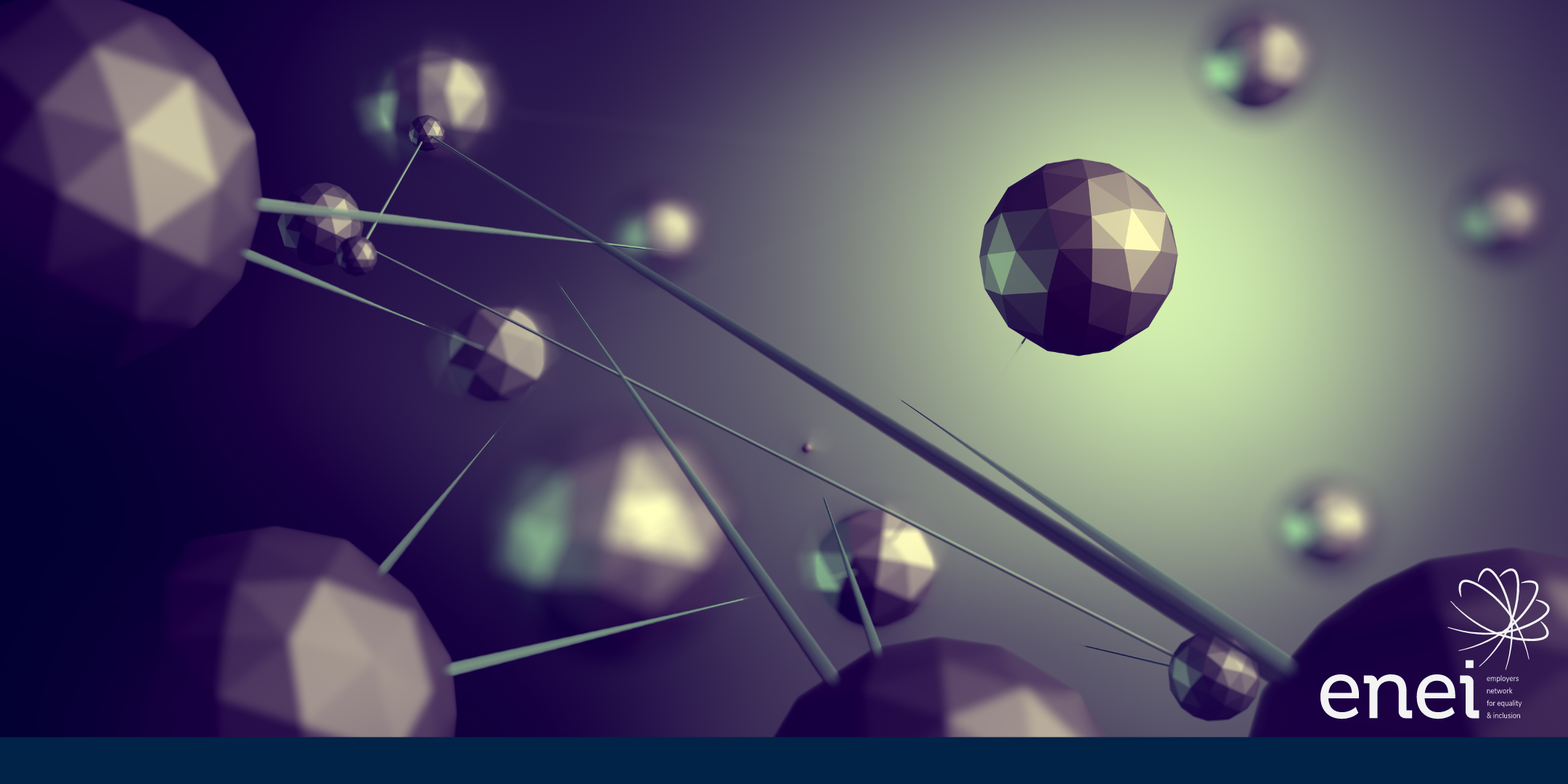 Monochrome microbe spheres with enei logo in the corner.